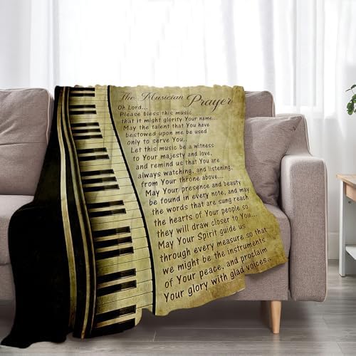 Piano Music Blanket Musician Prayer Throw Blankets Piano Keys Decor Stuff Cozy Flannel Fleece Soft Plush Fuzzy Warm Lightweight Bedding Gifts for Women Girls Kids 50"X40" - Image 5