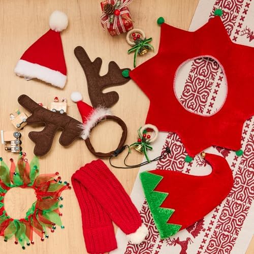 Talltalk 3 Pack Dog Christmas Costume Classic Christmas, Santa Caps Collars - Image 4