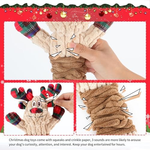 Christmas Dog Squeaky Toys, Stuffed Dog Chew Toy for Small and Medium Dogs - Image 5