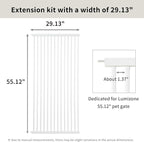 Lumizone Extra Tall Cat Gate Extension Kit 55.12" High 29.52" Wide White | Tall Pet Gate Dog Gate for Doorway Hallway Stairs Pressure Mounted Extra Wide 1.37" Gap No Drilling