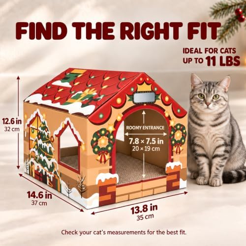 Gift Box Christmas Cat House, A Gift to Play in, 2 Scratchers & Catnip - Image 5