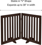 unipaws 24”H Free Standing Pet Gate for Dog Cat, 40”Wide Wooden Dog Gates | Foldable Pet Fence for Doorway, Stairs, Step, Expandable Doggy Barrier, Indoor Use