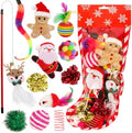 Christmas Stocking Cat Toys, 12PCS Xmas Cat Toy Set with Squeaky Toys, Balls, Cat Teaser by Yeghujar