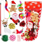 Christmas Stocking Cat Toys, 12PCS Xmas Cat Toy Set with Squeaky Toys, Balls, Cat Teaser by Yeghujar