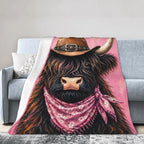 Highland Cow Blanket Cowgirl Western Pink Throw Stuff Gifts 80"x60" - Image 2