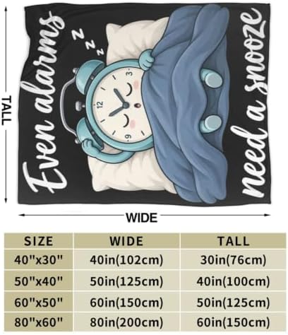 Sleepy Alarm Clock Blanket Throw Gift for Girls Women 60"X50" - Image 7