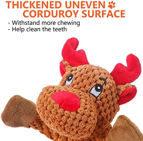 Senneny No Stuffing Dog Christmas Toys with Squeakers, Crinkle Xmas Plush Dog Toys for Large Medium Small Dogs, Durable Interactive Dog Toys for Puppies, Reindeer - Image 4