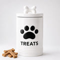 White Dog Treat Container, 5.3''×9.1'', with Airtight Lid, 7 Cups Capacity