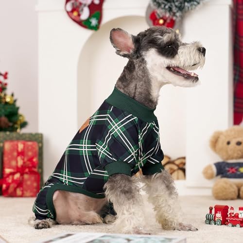 XPUDAC 4 Pack Dog Pajamas for Large Dogs Cats Plaid Doggie Clothes Puppy Onesies Christmas Pajamas Jumpsuits Pet Pjs Shirt Apparel 4X-Large, Red Green Beige Grey - Image 6