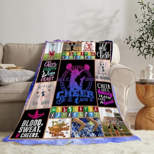 Cheerleader Blanket Cheerleader Throw Blanket Cheerleading Decor Stuff Cozy Flannel Fleece Soft Plush Fuzzy Warm Lightweight Bedding Gifts for Women Girls Kids 80"X60" - Image 2