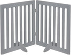 unipaws 24”H Free Standing Pet Gate for Dog Cat, 40”Wide Wooden Dog Gates | Foldable Pet Fence for Doorway, Stairs, Step, Expandable Doggy Barrier, Indoor Use