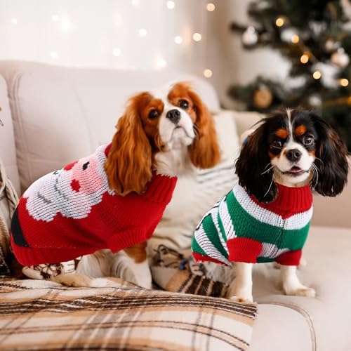 4 Pcs Puppy Christmas Sweater Dog Ugly Xmas Santa Knitted Sweater Small Dog Christmas Outfit Pet Winter Holiday Knitwear Cat Turtleneck Knitwear for Pet Kitten Puppy(XL) - Image 4