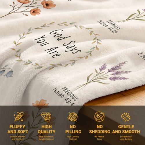 COMFAR Christian Floral Throw Blanket, Christian Gifts for Women, Baptism/Religious/Inspirational/Catholic/Encouragement/Birthday Gifts for Women, First Holy Communion Gifts for Girls 40"x 50" - Image 5