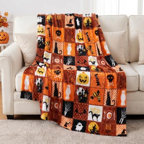Gogreen Halloween Throw Blanket Throw Size Cozy Fleece Blanket - 300GSM Ultra Soft Microfiber Printed Blanket for Halloween Decor, for Kids & Adults (Throw - 50" x 60") - V - Image 2