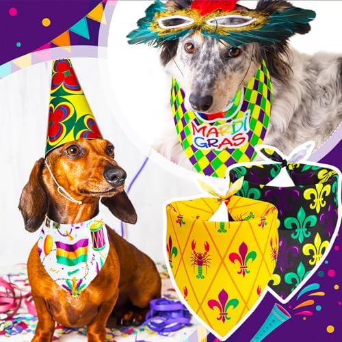 100 Pcs Dog Bandanas Bulk Adjustable Pet Scarves Mardi Gras M - Image 6