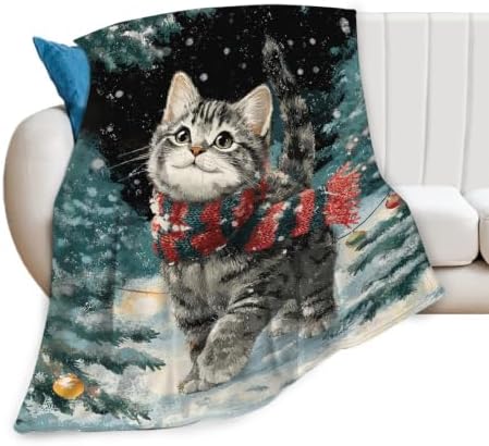 Christmas Cat Blanket Kitten Throw Stuff Gifts for Girls 80"x60" by Unknown