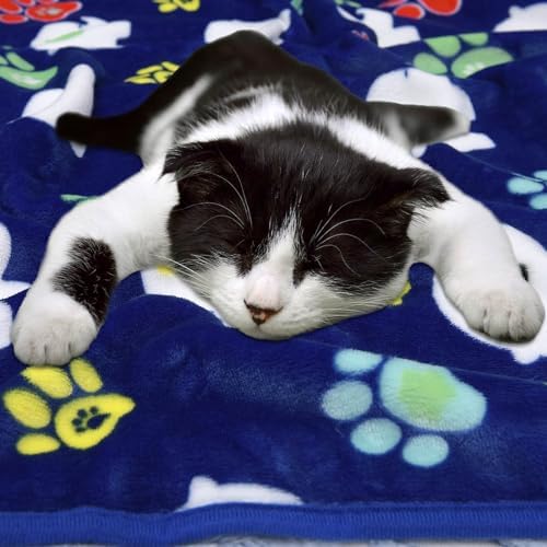 Rezutan Blanket for Large Dogs 3 Pack Elephant & Paw Print 40"x31" Blue - Image 5