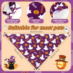 Preboun 50 Pcs Halloween Dog Bandanas Bulk, Pumpkin Ghost Bat Spider Web - Image 3