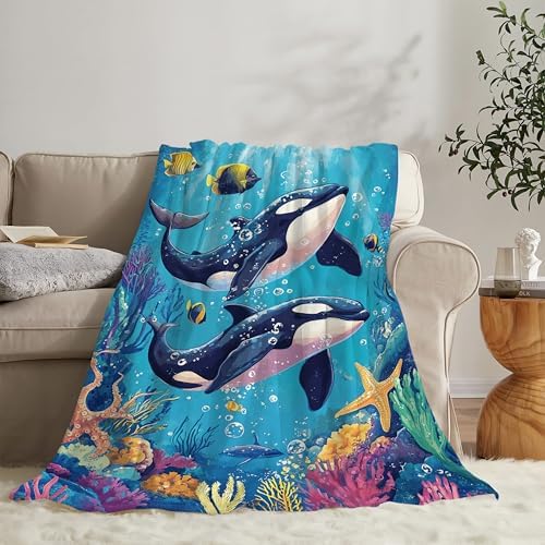 Whale Throw Blanket Ocean Whale Stuff Gifts for Kids Girls Boys Adults Women Man Soft Cozy Warm Plush Fluffy Fuzzy Fleece Blanket Decor 50''X60'' - Image 7