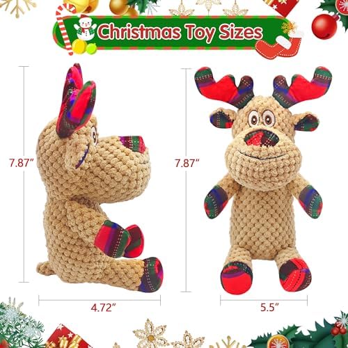 Christmas Dog Toys, Plush Squeaky Dog Toy with Crinkle Paper, Cute Christmas Puppy Toys with Cotton, Durable Interactive Dog Chew Toys for Puppy Small Medium Large Breed - Image 3