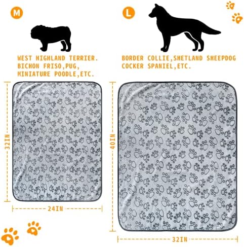 LOKOZ 1 Pack 2 Blankets Soft Fleece Dog Blankets for Medium Dogs, Washable Flannel Pet Blanket for Dog Puppy Cat Kitten, Grey Paw Print Cozy Throw for Indoor Couch Bed Furniture, 32"x40" - Image 3