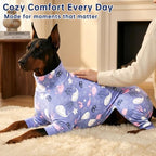 Dog Pajamas for Medium Large Dogs, Soft Stretch Four Legged Dog Onesie, Cute Printed Dog Jammies, Cozy Full Body Dog Sleepwear Clothes for Indoor Sleeping - Image 6