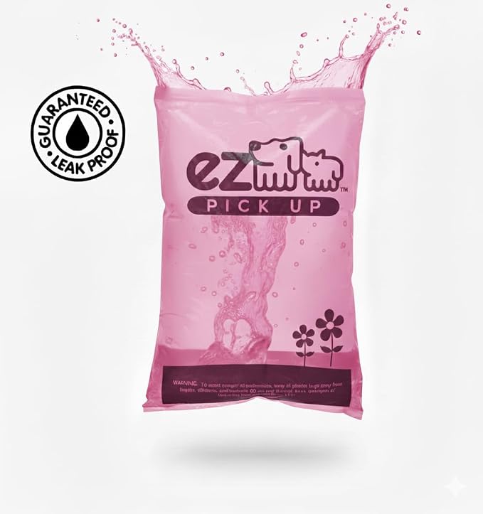 1000 Pet Waste Disposal Dog Poop Bags EZ Pick Up Bag | pink, large size 8"x13", doggy clean up poopy training bags