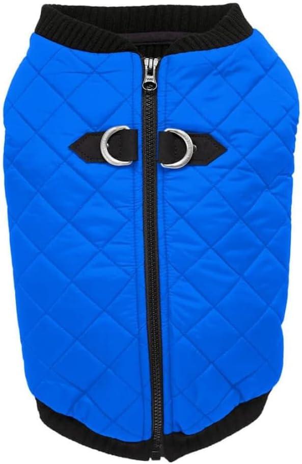 Gooby - Fashion Vest, Small Dog Sweater Bomber Jacket Coat with Stretchable Chest, Blue, Medium