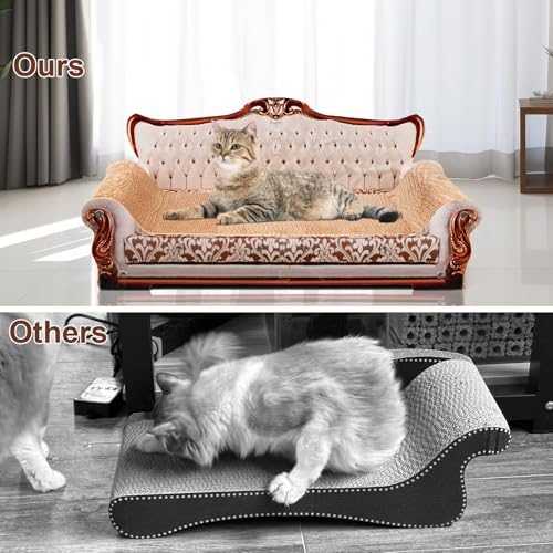 COOZMENT Scratching Sofa, Couch Shaped Thick Scratching Cardboard, Lounge Bed for Indoor Rest&Play, Sofa Scratcher Pad (Silver, 27.6" L X 12.4" W X 11.8" H) - Image 4