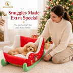 Christmas Santa Sleigh Dog Bed Washable Plush Sofa Beds for Cats and Pets - Image 3