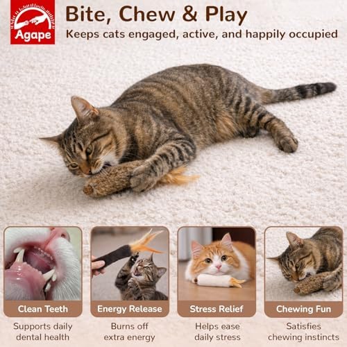 Agape Rabbit Fur Cat Toys with Catnip & Silvervine Gall Fruit, Chew Toys - Image 3