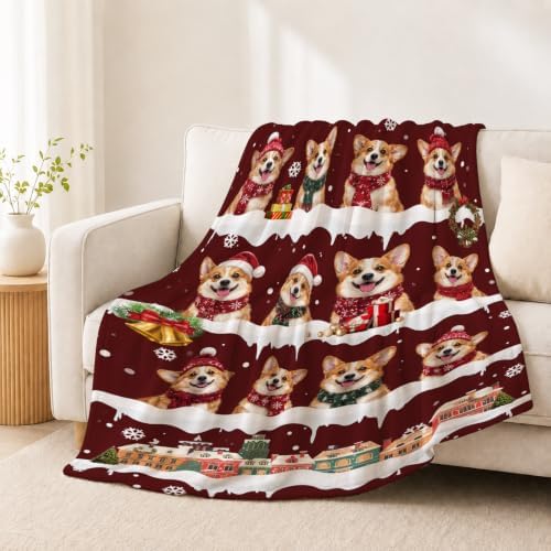 Christmas Corgi Throw Blanket Snowflake Holiday Dog Gifts 60''x80'' - Image 3