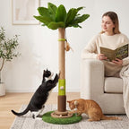 37'' Tall Cat Scratching Post, Sturdy Cat Tree Tower with Plush Perch, Hanging Toy & Interactive Wooden Ball, Durable Sisal Scratcher for Indoor Cats and Kittens - Image 2