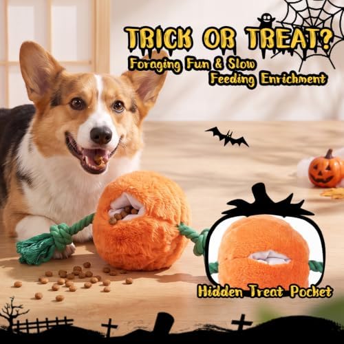 Halloween Fall Pumpkin Squeaky Tug Rope Dog Toys for Small & Medium Dogs - Image 3