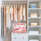 Bolaz Storage Bins with Lids and Handles,Pink Flamingo Storage Box Storage Basket with Cover Collapsible Organizer Containers for Home Closet, Shelves - Image 6