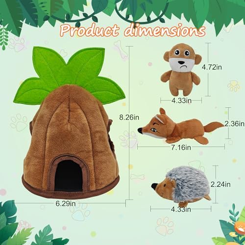 Squeaky Dog Toys, Stuffed Large Dog Toys to Keep Them Busy, Interactive Plush Chew Toys with Crinkle Paper, Tough Pet Animal Toys for Small Medium Large (4 Pack) - Image 4