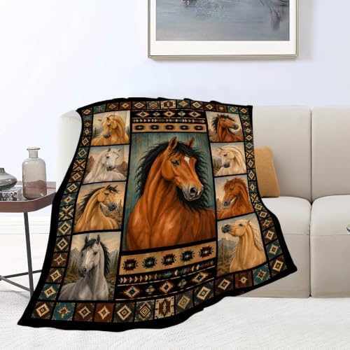 Horse Throw Blanket Horse Stuff Gifts for Kids Girls Boys Adults Women Men Soft Cozy Warm Plush Fluffy Fuzzy Fleece Blanket Decor 40''X50'' - Image 2