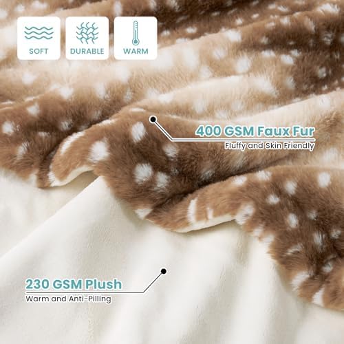 COZY KISS Waterproof Pet Blanket Deer Print for Large Dog & Cat, 40x60 inch - Image 2