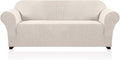 Stretch Sofa Cover Slipcover Couch Covers for 3 Cushion Couch Furniture Protector Sofa Covers with Non Slip Elastic Bottom Dogs Pet Friendly Fitted (Sofa, Ivory)