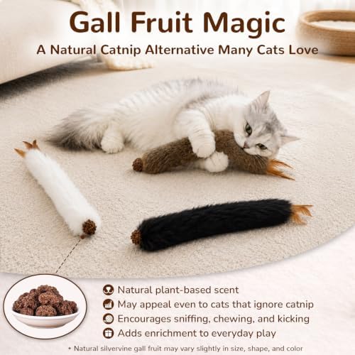 Agape Long Rabbit Fur Cat Toys, 3-Pack with Catnip & Silvervine Gall Fruit - Image 5