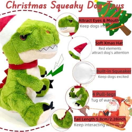 Christmas Plush Dog Squeaky Toys, Xmas Interactive Tough Chew Toys - Image 2
