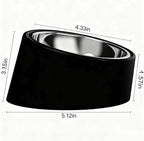 15° Tilted Dog Bowl for Small Dogs Flat-Faced Breeds - Anti-Choke Ergonomic Elevated Feeder Non-Slip Base - 2-in-1 Detachable Stainless Steel Food & Water Bowls - Classic Black Sleek Style (S, Black)