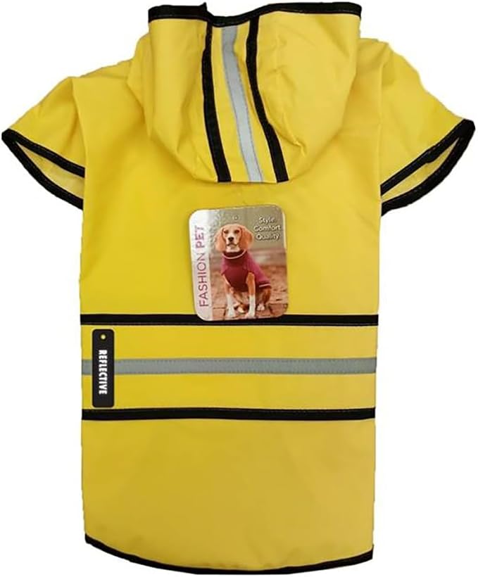 SPOT Rainy Days Slicker - Yellow Dog Rain Jacket With Hood, Reflective Strip for Safety, Leash Hole & Adjustable Velcro Belly Strap, 100% Polyester Water Resistant Pet Raincoat - XX-Large, 25in Long