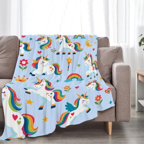 Rainbow Unicorn Throw Blanket Fantasy Magic Gifts for Kids 60''X80'' - Image 4
