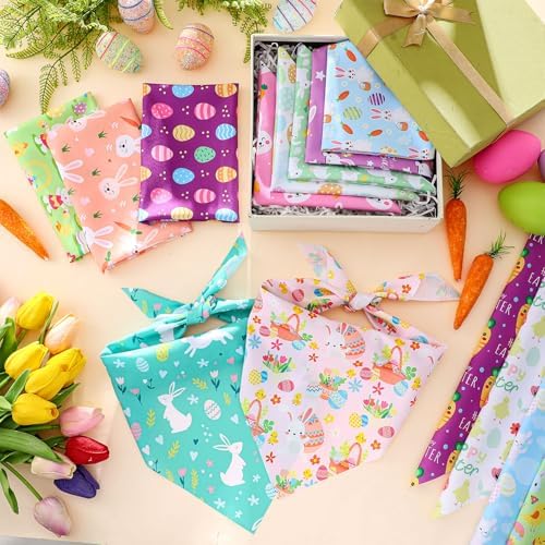 Preboun 50 Pcs Easter Dog Bandanas Bulk Bunny Dog Bandanas for Dogs Triangle Kerchief Bibs Scarf Set for Pet Costume Photo Props Accessories Pet Shops Adoption Events, 25 Styles(31.5 x 21.7 x 21.7) - Image 5