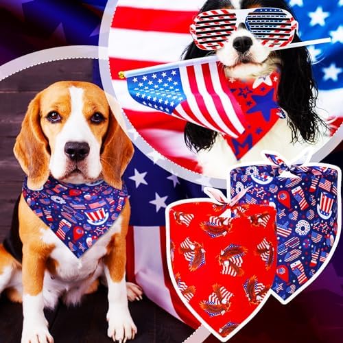 100 Pcs Dog Bandanas Bulk 4th July Patriotic Triangle Bibs M - Image 2