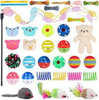 QUOZUO 30 Pcs Cat Toy Kitten Toys Set, Interactive Cat Toy Wand Cat Springs Ball Toy with Bells, Cat Toys for Bored Indoor Cats, Gift Box Styles - Image 2