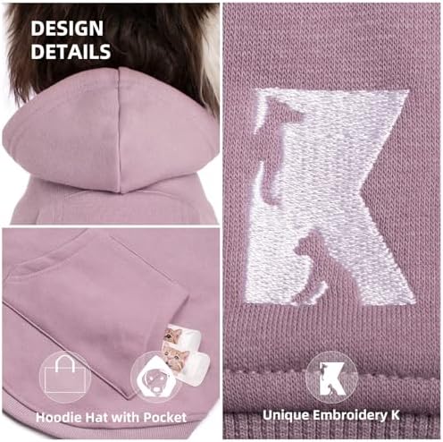 Koneseve Dog Hoodie & Cat Sweater, Warm Fleece Hooded Sweatshirt with Pocket for Small to Large Pets, Cozy Winter Outfit, Purple, 3XL - Image 4
