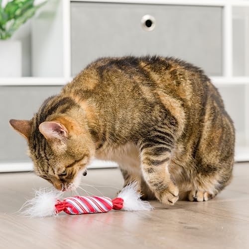 Huxley & Kent Plush Cat Toy - Holiday Interactive Catnip Toy for Cats & Kittens - Soft with Crinkle & Catnip - Fun Indoor Play - Lit Donut & Peppermint Candy 2pk - Image 7