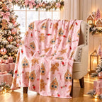 Fuweave Pink Gingerbread Man Christmas Throw Blanket Gifts 50 x 60 Inches - Image 5